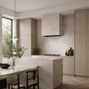 custom stone kitchen hoods in Crema Marfil Premium - Image 4
