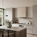 custom stone kitchen hoods in Crema Marfil Premium - Image 6