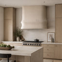 custom stone kitchen hoods in Crema Marfil Premium - Image 1
