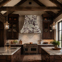 custom stone kitchen hoods in Calacatta viola - Image 4