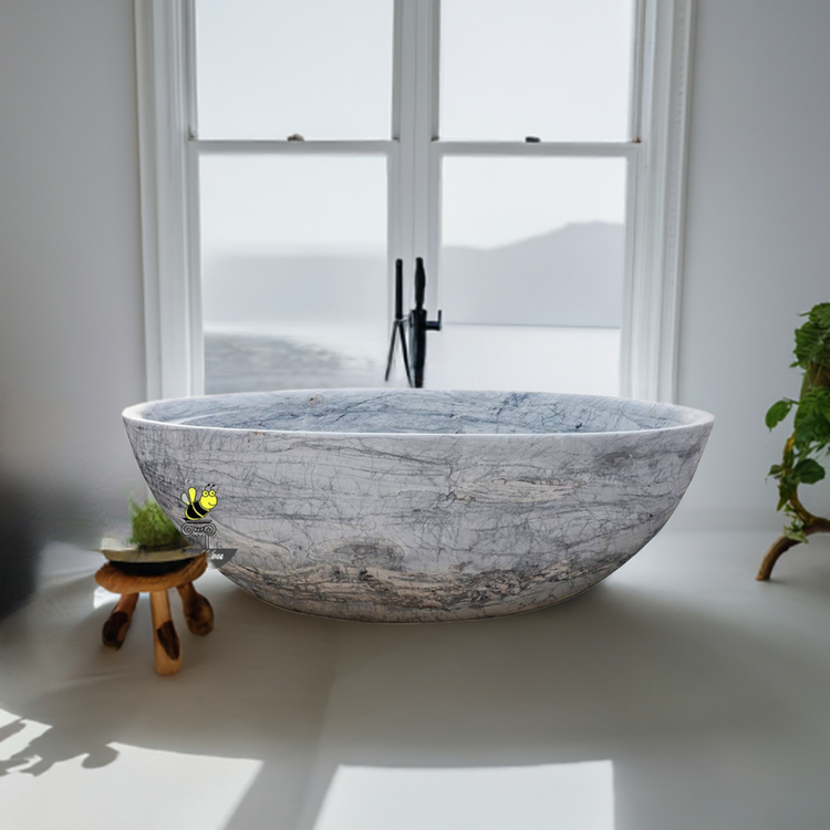 Marble bathtub classic oval shape design