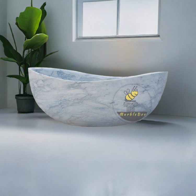 Marble bathtubs made of Calacatta White Marble in Papillon shape