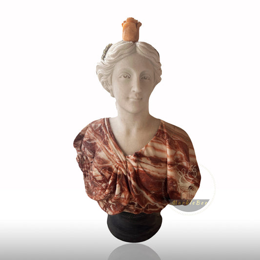 Classical Woman Bust with Crimson Drape