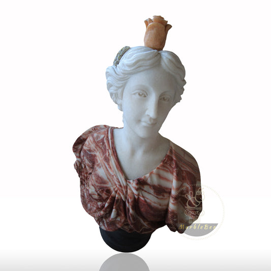 Classical Woman Bust with Crimson Drape