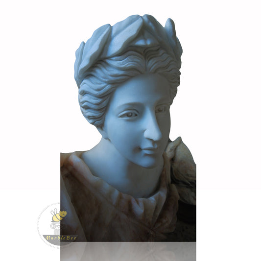 Laurel Crowned Muse Marble Bust Scuplture