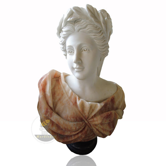 Laurel Crowned Muse Marble Bust Scuplture