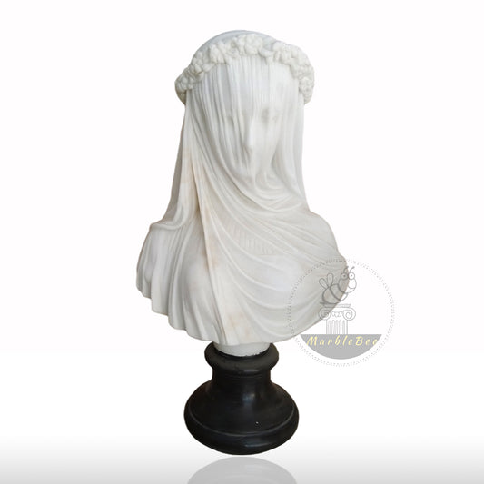 Marblebee marble bust of woman with veil