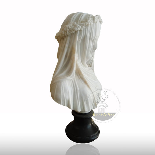 Marblebee marble bust of woman with veil