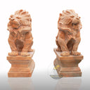 Sunset Red Marble Lion Statue