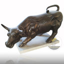 Black Limestone Charging Bull Statue