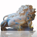 Sunset Red Marble Lion Statue