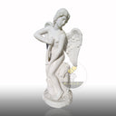 Marble Statue angel Cupid Making a Bow