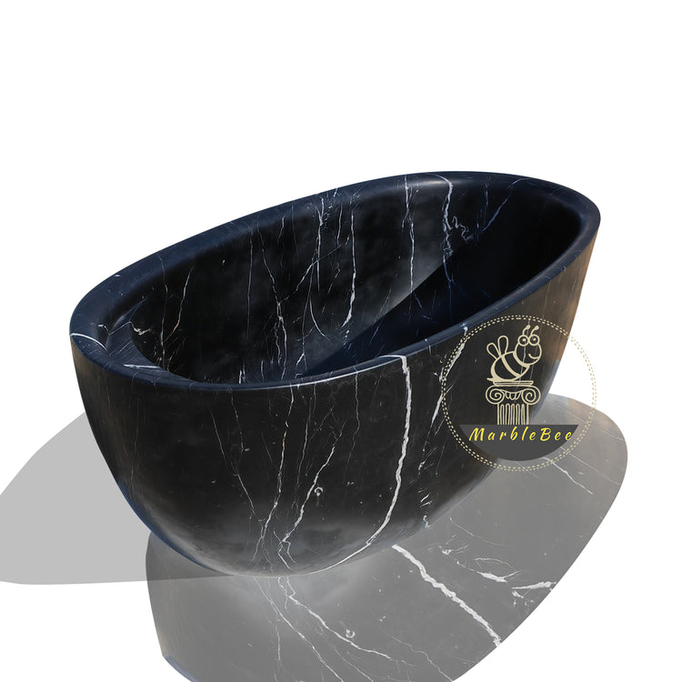 Black large size marble bathtub