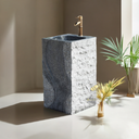 Marblebee Black Marble Modern Pedestal Sink