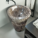 Marblebee Brown Marble Round pedestal sink
