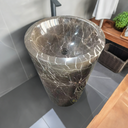 Marblebee Brown Marble Round pedestal sink