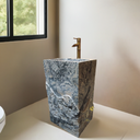 Marblebee Dark Grey Marble Compact Pedestal Sink