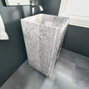 Marblebee Light Gray Marble Narrow Pedestal Sink