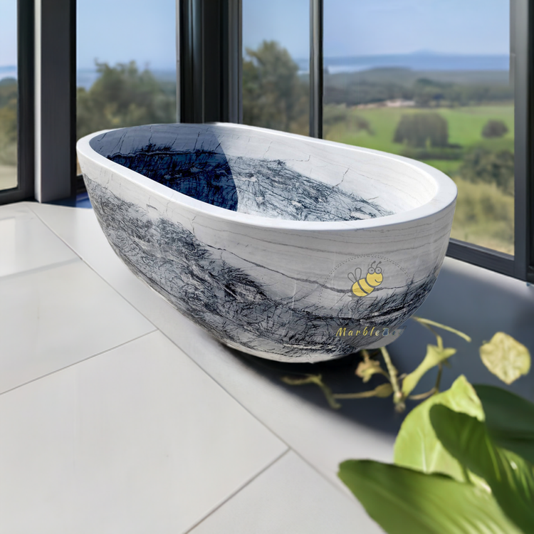 Marblebee Natural Stone Bathtub Made from Black Forest Marble