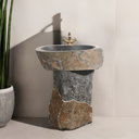 Marblebee  Natural Stone Corner Pedestal Sink