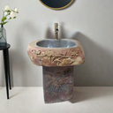 Marblebee Natural Stone Modern Pedestal Sink