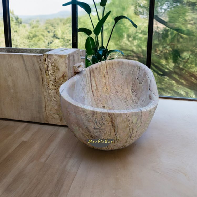 Marblebee Stone bathtub- made of sandstone for outdoor backyard spa