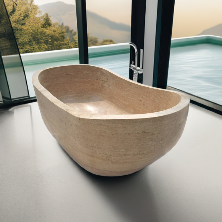 Marblebee Travertine Bathtub beige colour spacious design