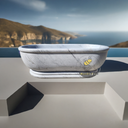 Marblebee White marble bath tub with pedestal
