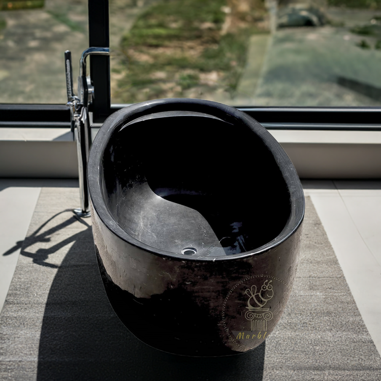 Marblebee marble tub hand-carved by pure black marble