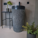 Marblebee Black Marble Oval Pedestal Sink