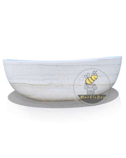 Marblebee Marble Tub Made from Rare Moonlight White Marble