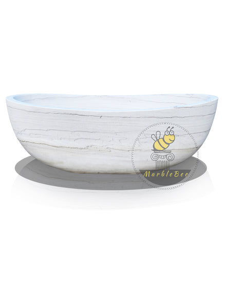 Marblebee Marble Tub Made from Rare Moonlight White Marble