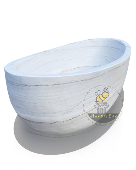 Marblebee Marble Tub Made from Rare Moonlight White Marble