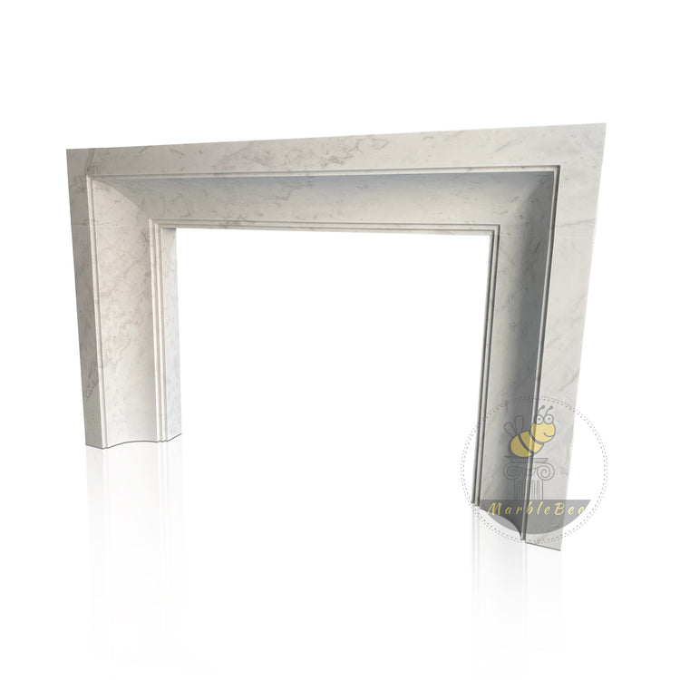 White stone fireplace Bolection