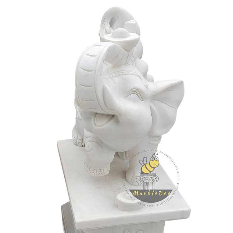 Large White Marble Elephant Statue