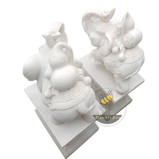 Large White Marble Elephant Statue