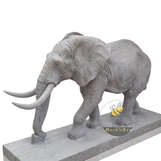 Life size garden elephant statue made of Grey Marble