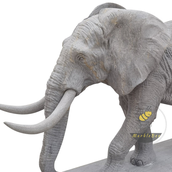 Life size garden elephant statue made of Grey Marble