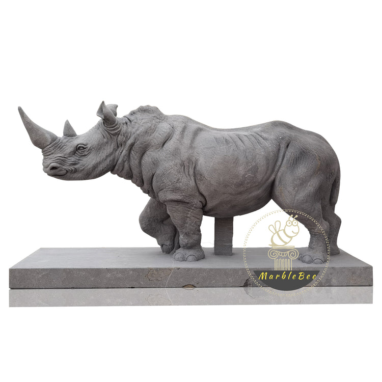 Life size Rhino statue made of grey marble for sale