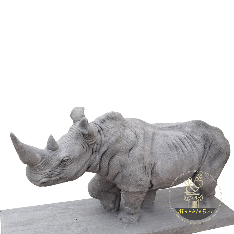 Life size Rhino statue made of grey marble for sale