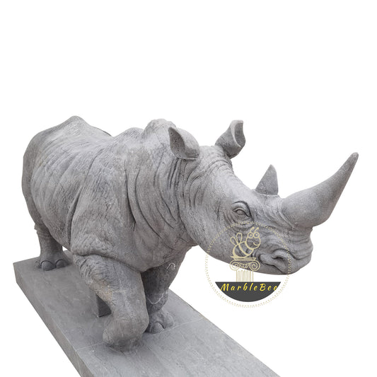 Life size Rhino statue made of grey marble for sale