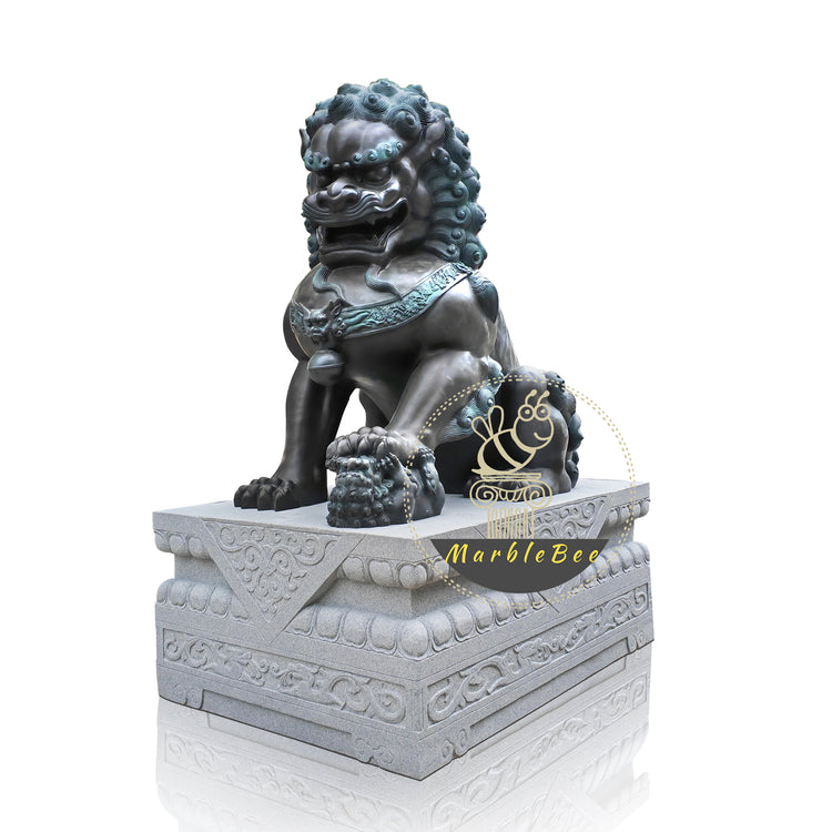 Guardian lion Life size food dog statue made of bronze