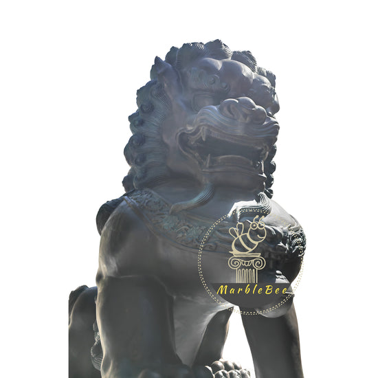 Guardian lion Life size food dog statue made of bronze