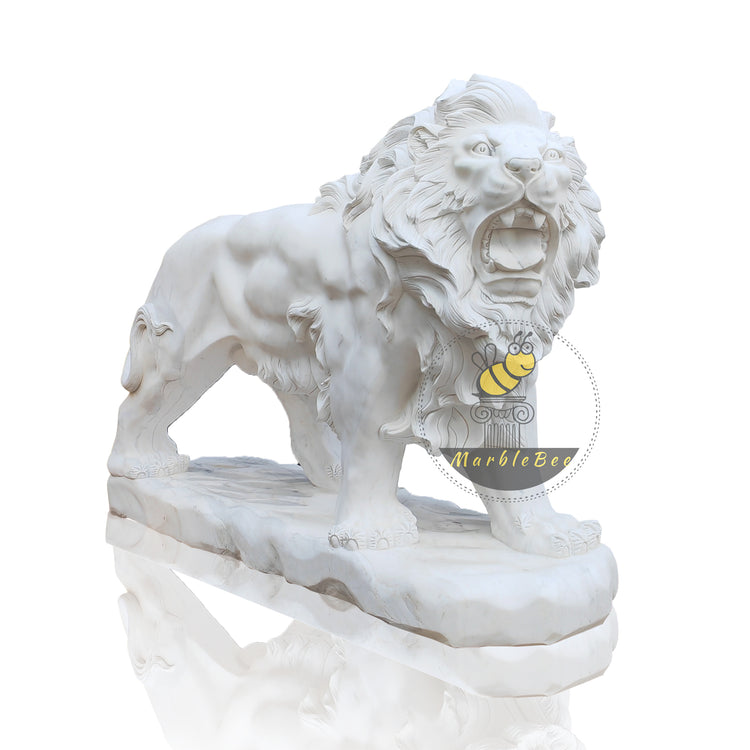 Large outdoor roaring marble lion statue for garden