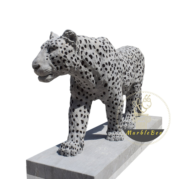 Life size large marble leopard statue