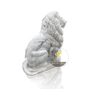 Life size white marble lion statue