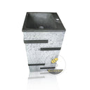 Black Limestone Pedestal Sink Stacked With Inlays 32" Tall
