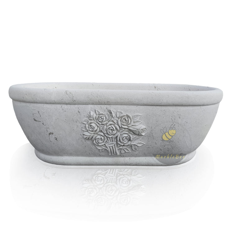 Moonlight Beige Limestone Bathtub