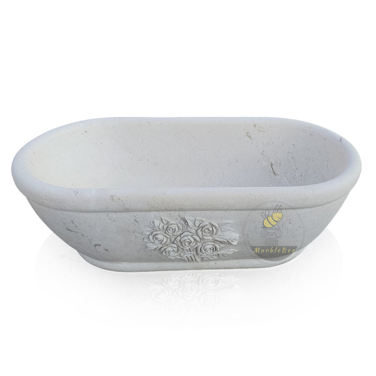 Moonlight Beige Limestone Bathtub