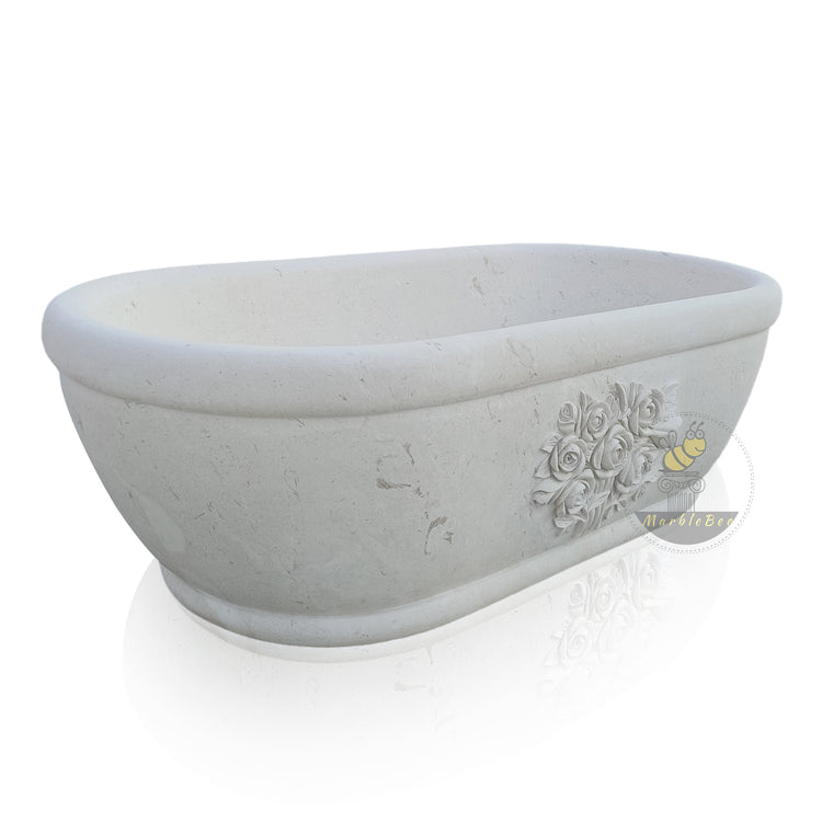 Moonlight Beige Limestone Bathtub